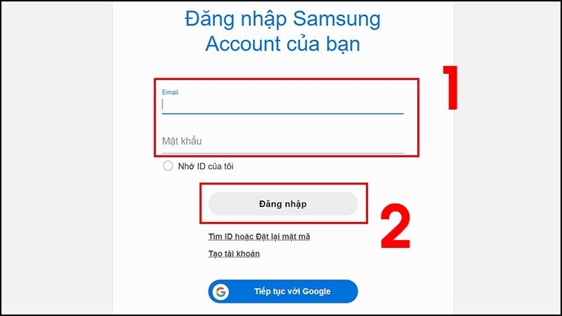 Nhấn nút Đăng nhập