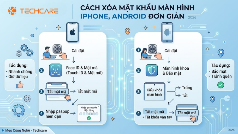 Cách Xóa Mật Khẩu Màn Hình iPhone, Android Đơn Giản