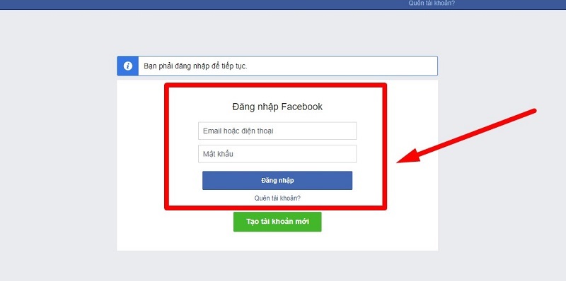 Đăng nhập tài khoản Facebook cá nhân