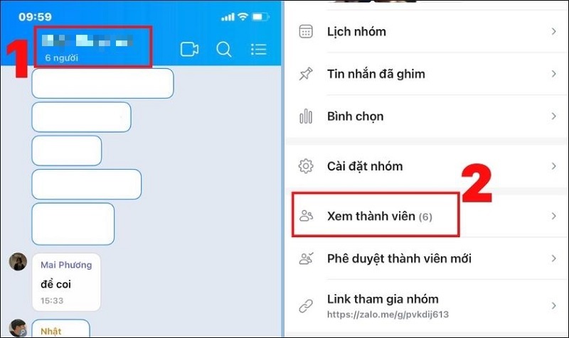 Nhấn vào dòng Xem thành viên