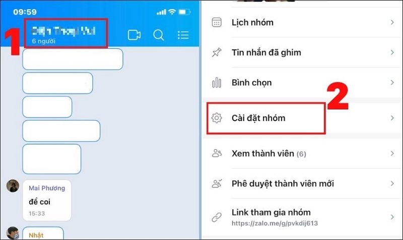 Chọn cài đặt nhóm