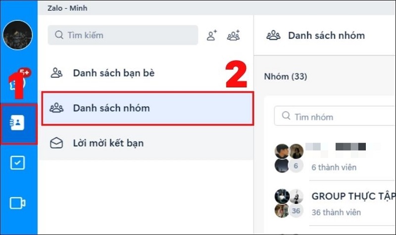Chọn vào Danh sách nhóm