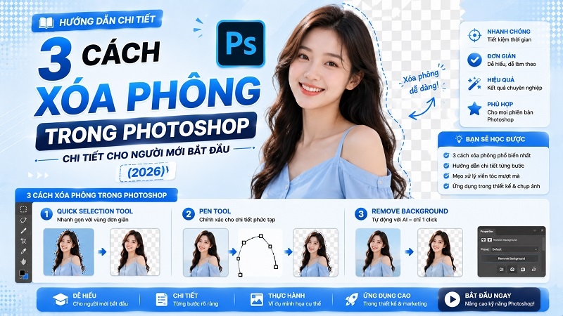 Hướng dẫn 3 cách xóa phông trong Photoshop chi tiết cho người mới bắt đầu
