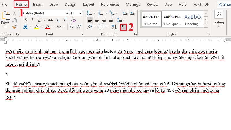 Bật Show/Hide trong thẻ Home của Word Bật Show/Hide trong thẻ Home của Word