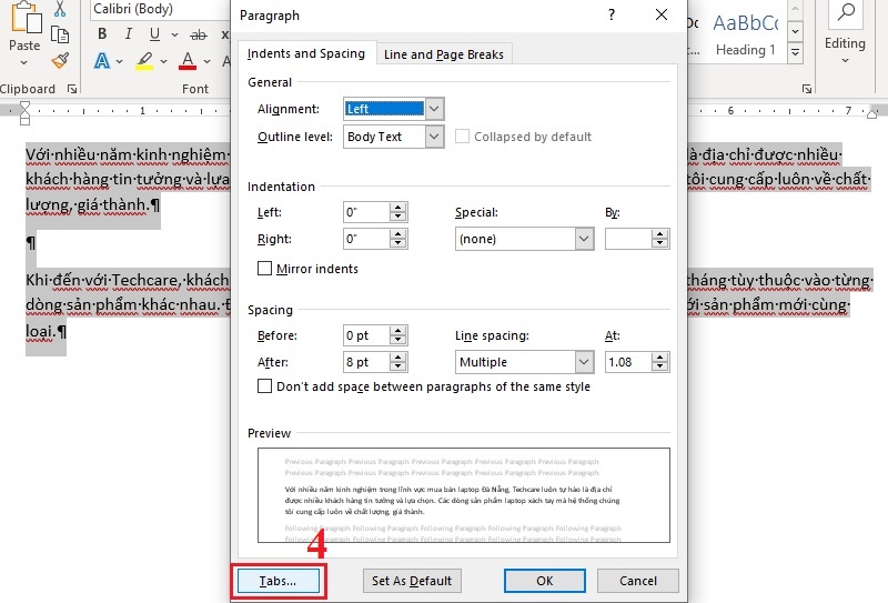 Xóa tất cả tab bằng hộp thoại Tabs bước 3 Xóa tất cả tab bằng hộp thoại Tabs bước 3