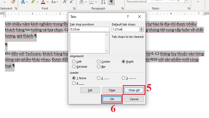 Xóa tất cả tab bằng hộp thoại Tabs bước 4 Xóa tất cả tab bằng hộp thoại Tabs bước 4