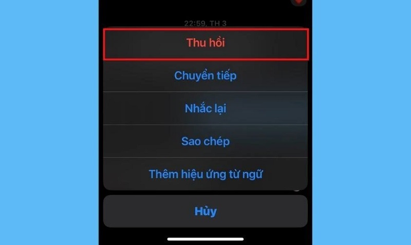 Chọn mục Thu hồi