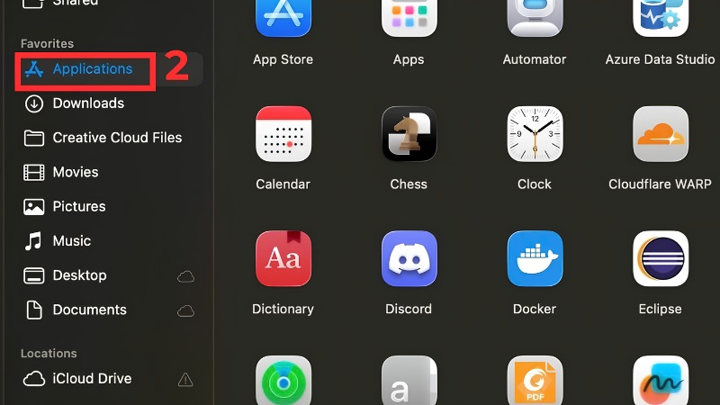 Mở thư mục Applications trên MacBook