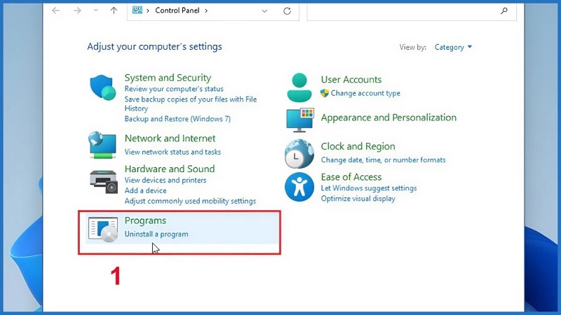 Gỡ ứng dụng qua Control Panel – Programs and Features bước 1 Gỡ ứng dụng qua Control Panel – Programs and Features bước 1