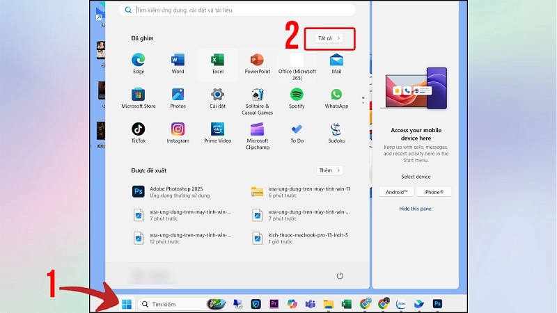 Gỡ ứng dụng trực tiếp từ Start Menu Windows 11 bước 1 Gỡ ứng dụng trực tiếp từ Start Menu Windows 11 bước 1
