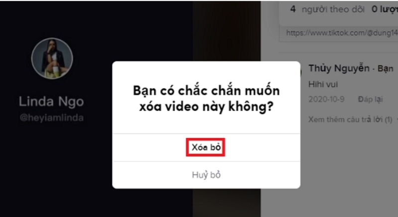 Nhấn nút Xóa bỏ để xác nhận đồng ý