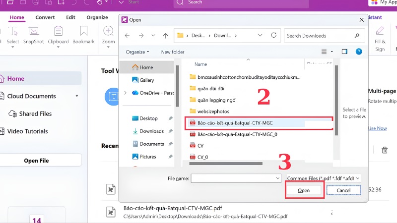 Bước chuẩn bị: Mở file PDF cần xoay bước 2