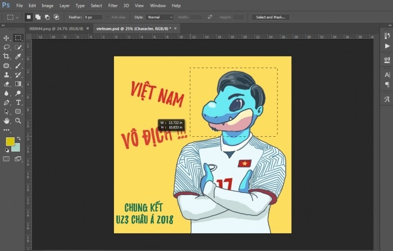 Cách xoay vùng chọn trong Photoshop