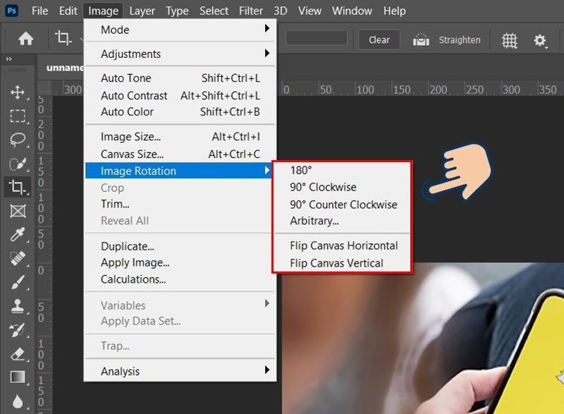 Chọn cách xoay ảnh trong Photoshop theo ý thích