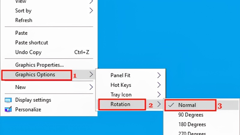 Menu Graphics Options - Rotation trên laptop dùng card Intel Menu Graphics Options - Rotation trên laptop dùng card Intel