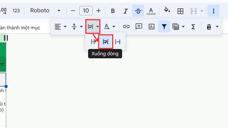Tính năng Wrap Text trong Google Sheet giúp xuống dòng tự động