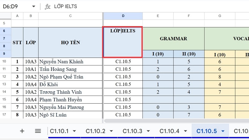 Cách xuống dòng trong Google Sheet bằng phím tắt Alt Enter bước 1