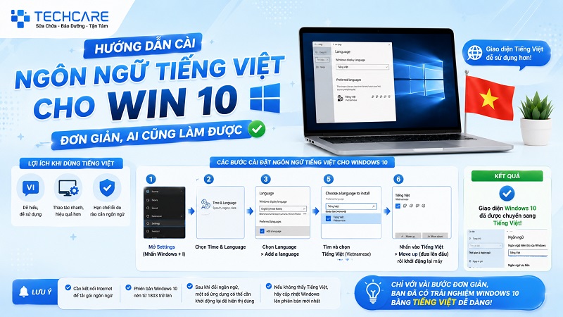 Hướng dẫn cài ngôn ngữ tiếng việt cho Win 10 đơn giản, ai cũng làm được