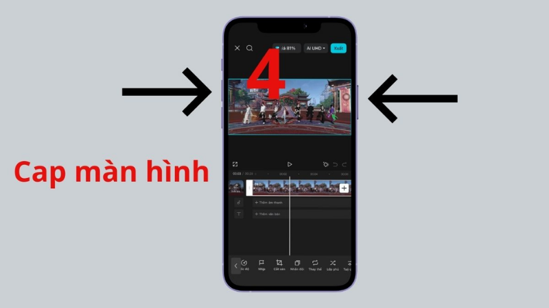 cap lại màn hình bằng nút tăng âm lượng và nút nguồn