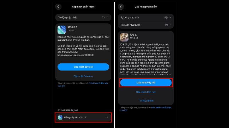Cập Nhật iOS 27 dễ dàng
