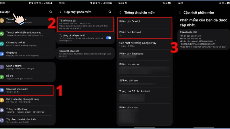 cập nhật phần mềm trên điện thoại Samsung
