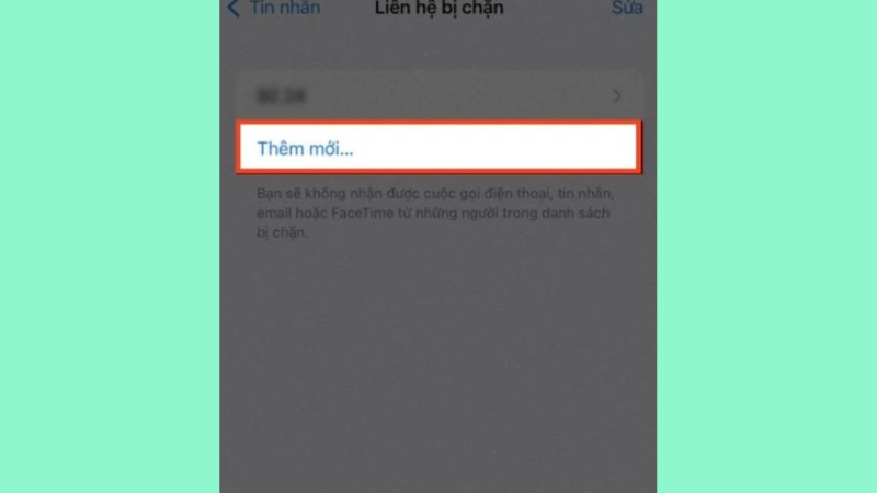 Chặn số điện thoại cụ thể - thêm số mới