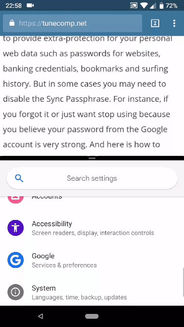 chia đôi màn hình android 9