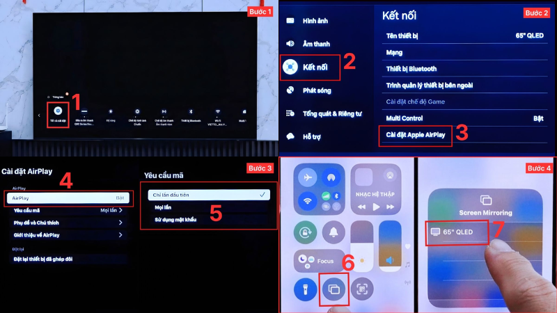 chiếu màn hình iPhone qua tivi Dùng AirPlay
