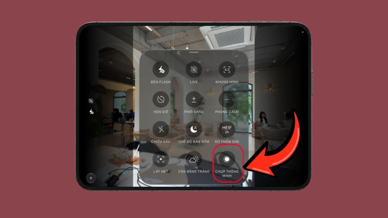 chọn chụp thông minh trên iPhone Duo 