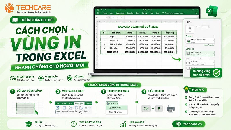 Cách chọn vùng in trong Excel nhanh chóng cho người mới