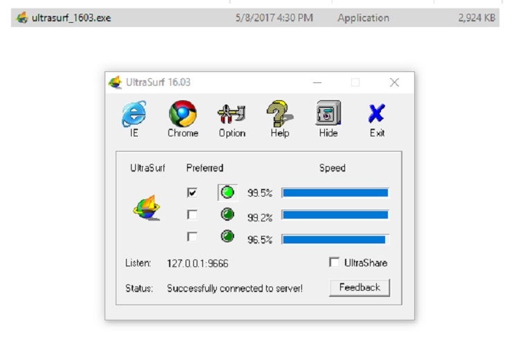 Sử dụng tiện ích UltraSurf