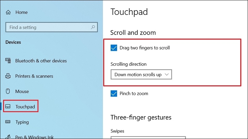 Bật cuộn hai ngón trong cài đặt của windows bước 2 Bật cuộn hai ngón trong cài đặt của windows bước 2