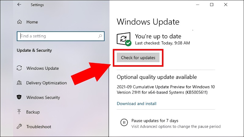 Kiểm tra Windows Update và cài đặt BIOS bước 2