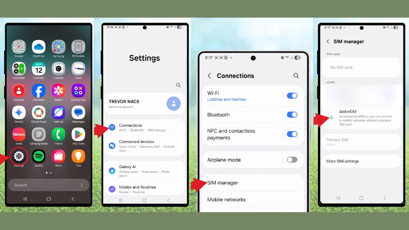 Chuyển Đổi eSIM từ điện thoại Samsung qua Samsung