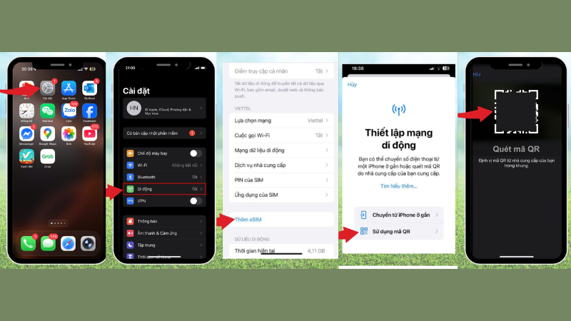 Chuyển eSIM từ Android qua iPhone 