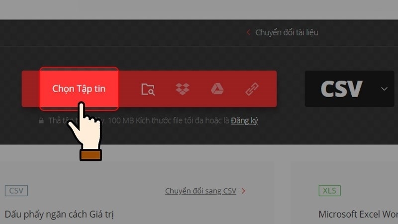 Nhấn vào nút Chọn tập tin