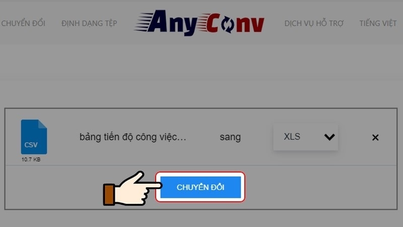Nhấn vào nút Chuyển đổi