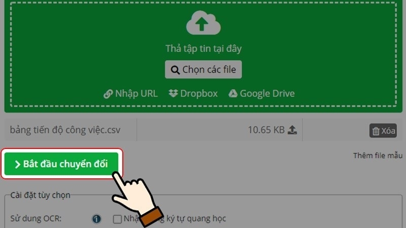 Nhấn nút Bắt đầu chuyển đổi