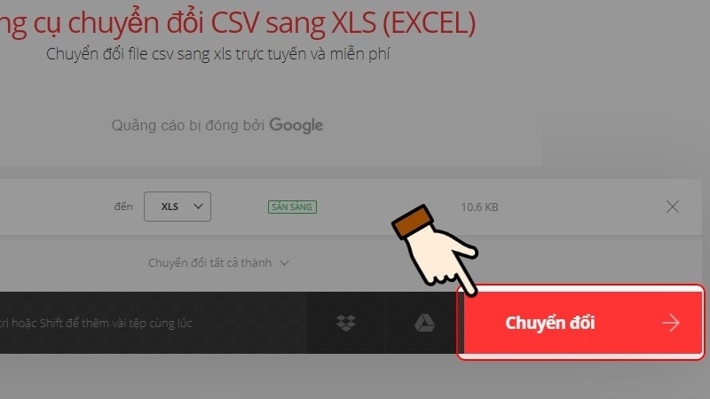 Nhấn vào nút Chuyển đổi