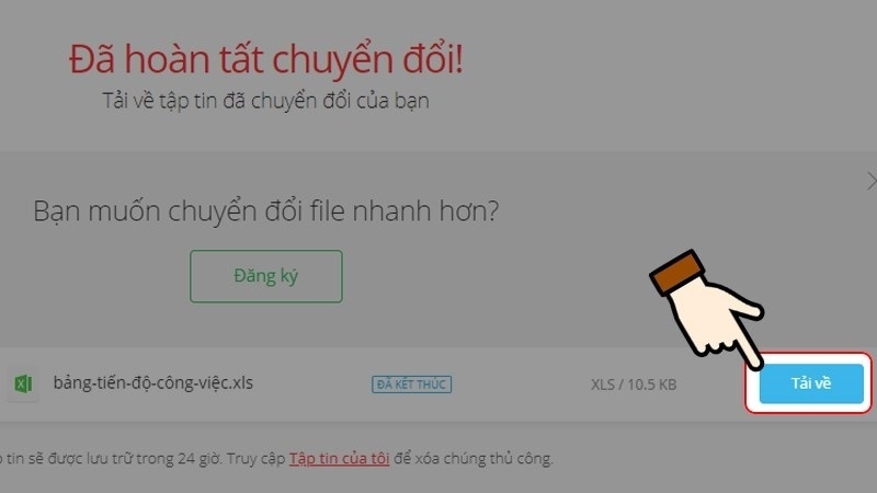 Nhấn vào nút Tải về
