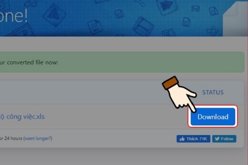 Nhấn vào nút Tải về