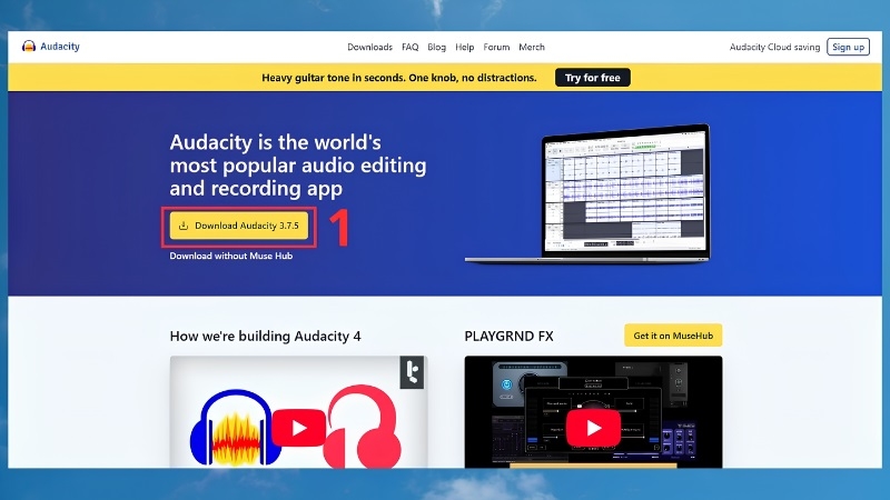 Trang chủ Audacity để tải phần mềm chuyển WAV sang MP3 Trang chủ Audacity để tải phần mềm chuyển WAV sang MP3