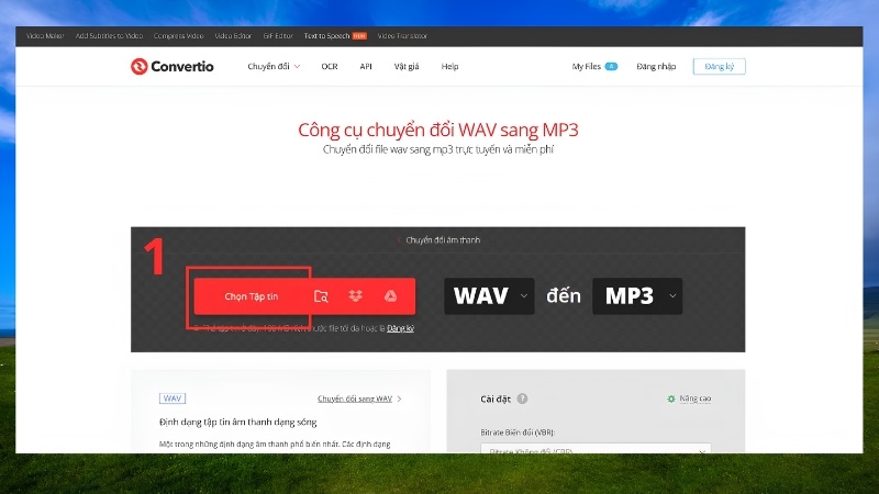 Tải file WAV lên công cụ chuyển đổi online Tải file WAV lên công cụ chuyển đổi online