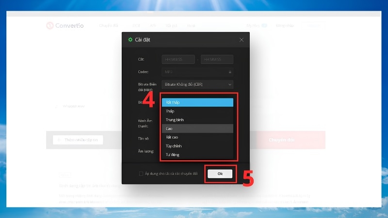 Chọn vào Bitrate cao nếu có Chọn vào Bitrate cao nếu có