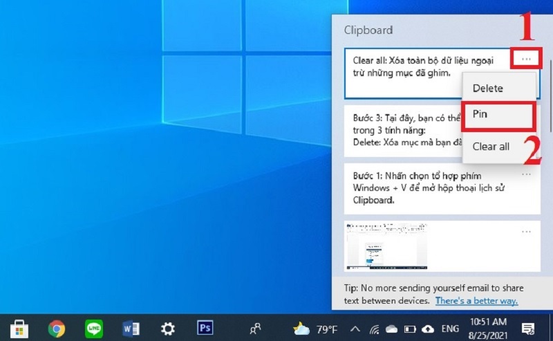 Cách ghim các dữ liệu quan trọng trong Clipboard