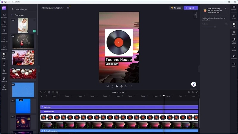 Giao diện chỉnh sửa video Clipchamp trên laptop Windows 11