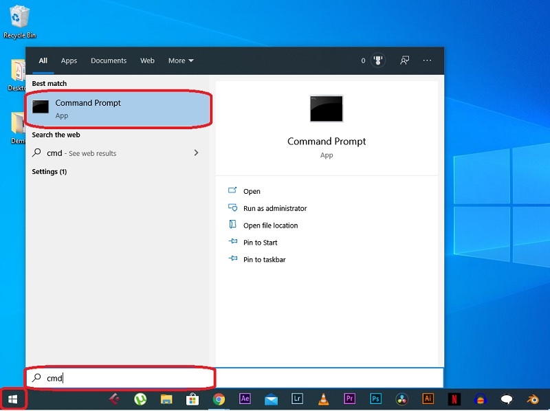 Chọn vào Command Prompt
