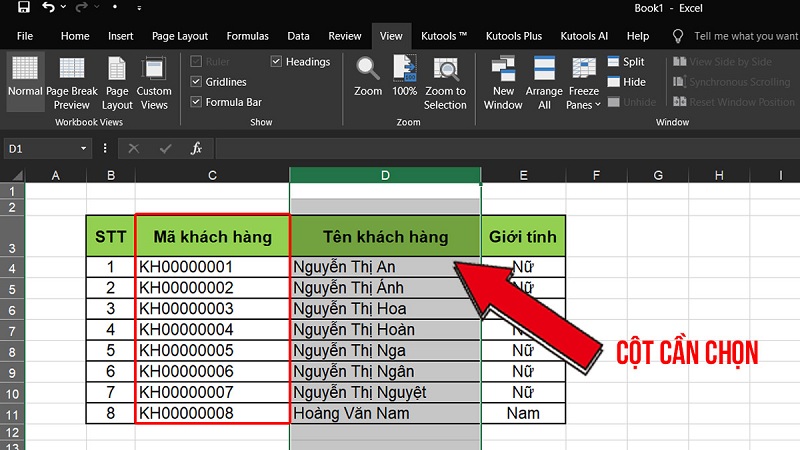 Cách cố định nhiều cột cùng lúc bước 1