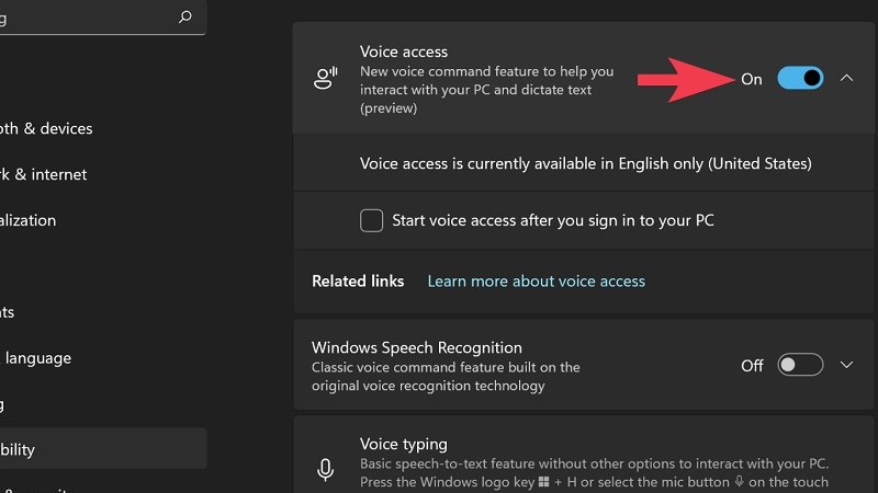 Cách bật Voice Access bước 3