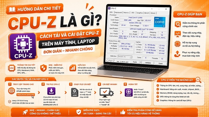 CPU-Z là gì? Cách tải và cài đặt CPU-Z trên máy tính, laptop đơn giản